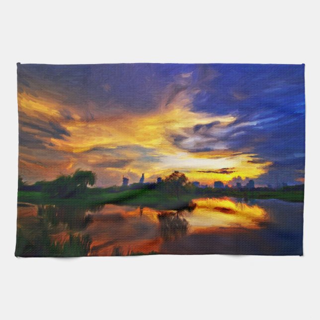 Sunrise | Abstrakte Malerei Handtuch (Horizontal)