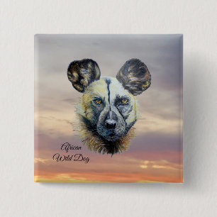 Sunrise African Wild Dog Endangered Original Button
