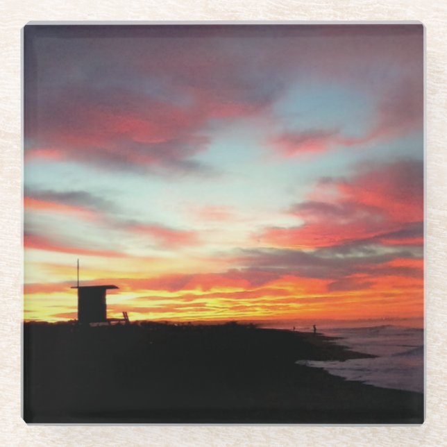 Sunrise at Newport Beach, CA Glasuntersetzer (Vorderseite)