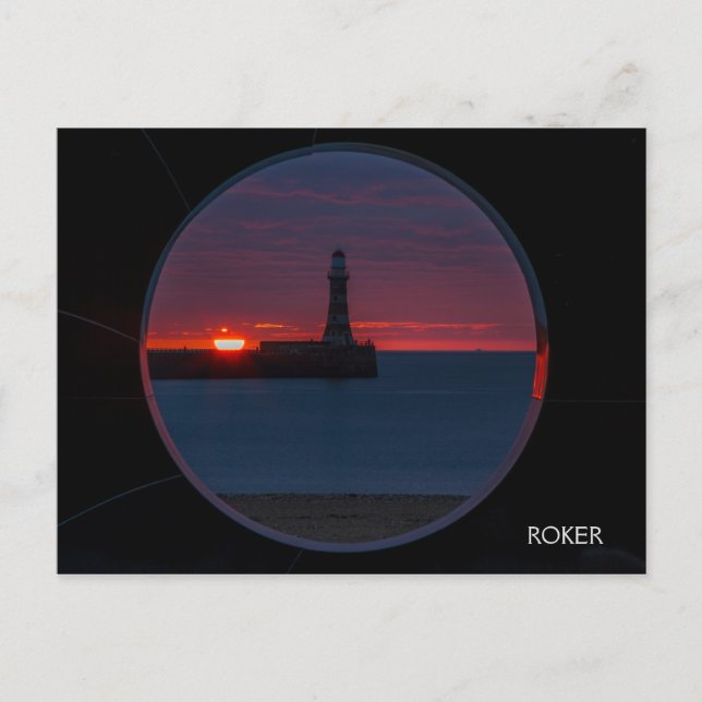 Sunrise at Roker Lighthouse-England Postcard Postkarte (Vorderseite)