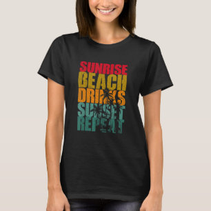 Sunrise Beach Drinks Sonnenuntergang Wiederholter  T-Shirt