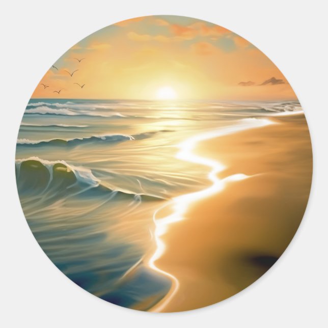 Sunrise Beach Round Sticker (Vorderseite)