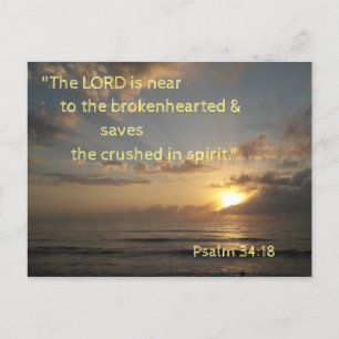 Sunrise Bible Verse Memory Card Psalm 34:18 Postkarte