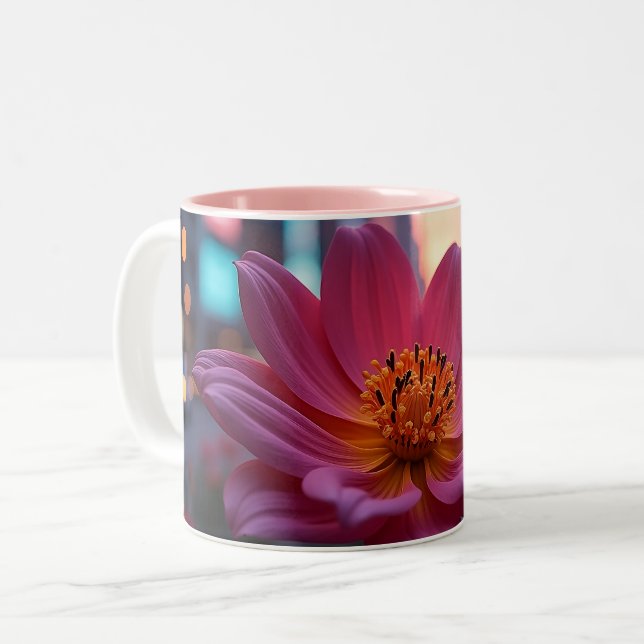 Sunrise Bloom Zweifarbige Tasse (Vorderseite Links)