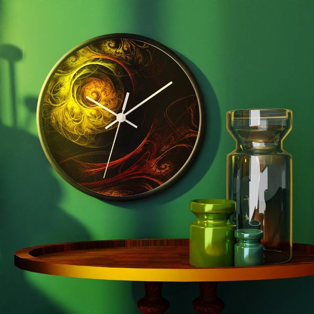 Sunrise Blumenroter Abstrakter Rundgang Große Wanduhr (Sunrise Floral Red Abstract Art Round Clock)