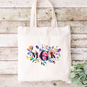 Sunrise Boho Floral Mit Monogramm Tragetasche