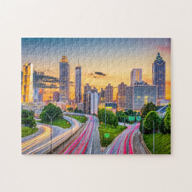 Sunrise Cityscape Gebäude Atlanta Georgia Reisen Puzzle (Horizontal)