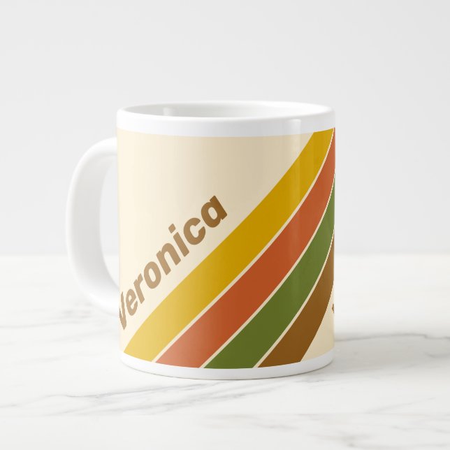 Sunrise Clover Stripes with Name Jumbo-Tasse (Vorderseite Links)