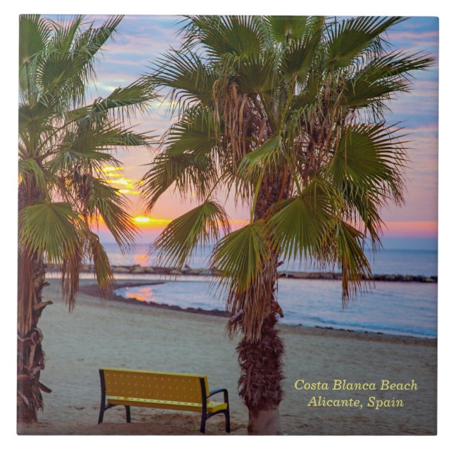 Sunrise, Costa Blanca Beach, Spanien Fliese (Vorderseite)
