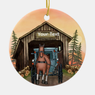 Sunrise Covered Bridge Keramik Ornament