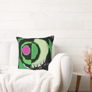 Sunrise Ethnic Circle - Green Black Pink Kissen