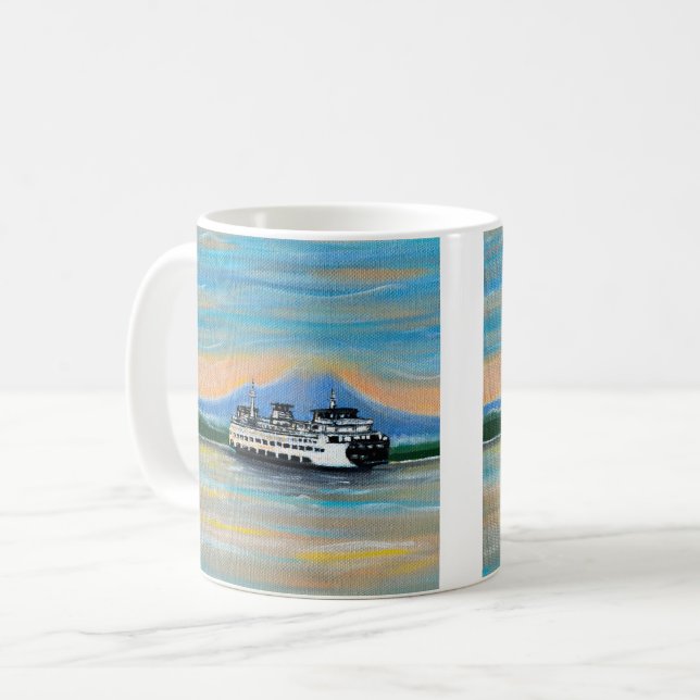 Sunrise Ferry Painting Kaffeetasse (Vorderseite Links)