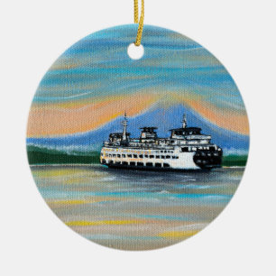 Sunrise Ferry Painting Keramik Ornament