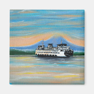 Sunrise Ferry Painting Magnet