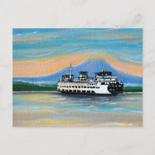 Sunrise Ferry Painting Postkarte