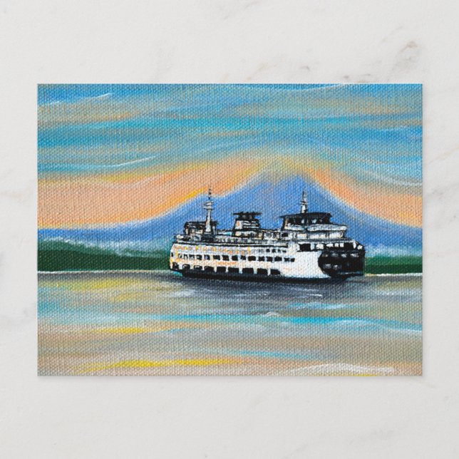 Sunrise Ferry Painting Postkarte (Vorderseite)