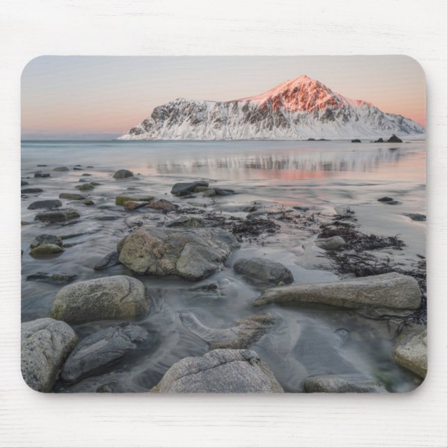 Sunrise Flakstad und Skagsanden Beach Mousepad (Vorne)