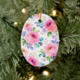 Sunrise Floral Boho Custom Name Design Keramik Ornament