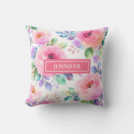 Sunrise Floral Boho Custom Name Design Kissen