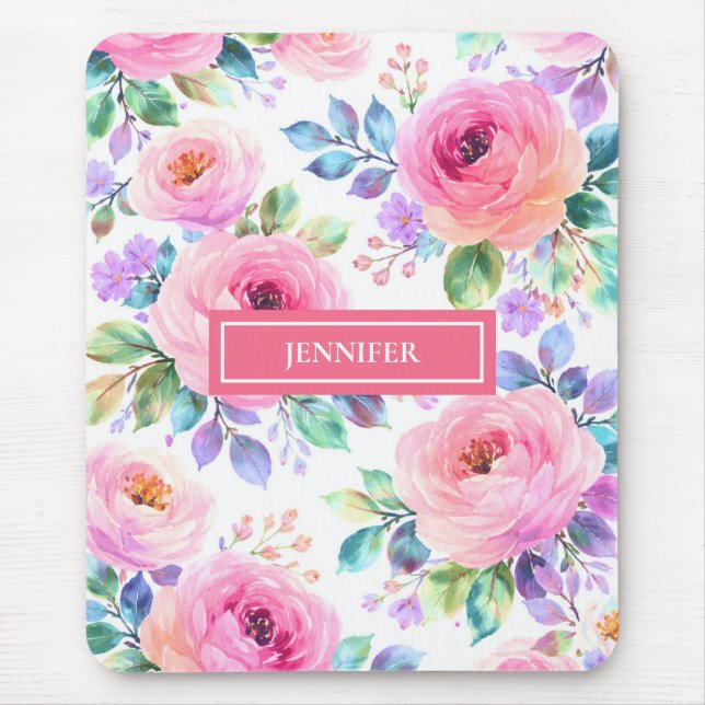 Sunrise Floral Boho Custom Name Design             Mousepad (Vorne)