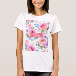 Sunrise Floral Boho Custom Name Design T-Shirt