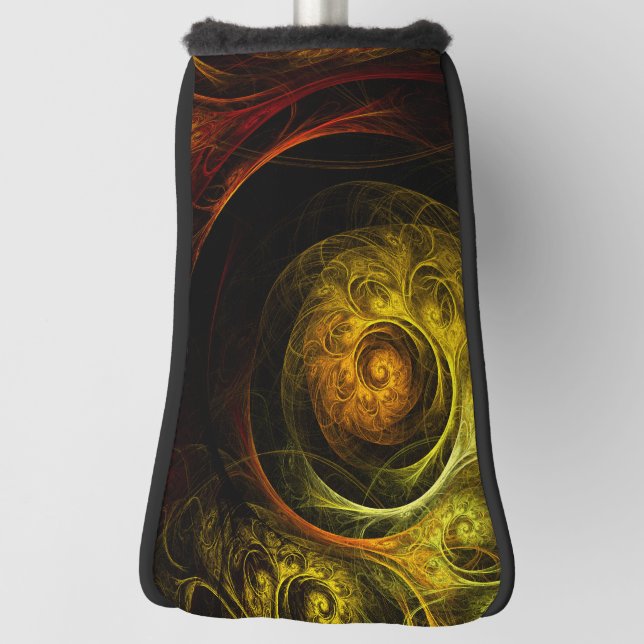Sunrise Floral Red Abstract Art Golf Headcover (Rotieren 90)