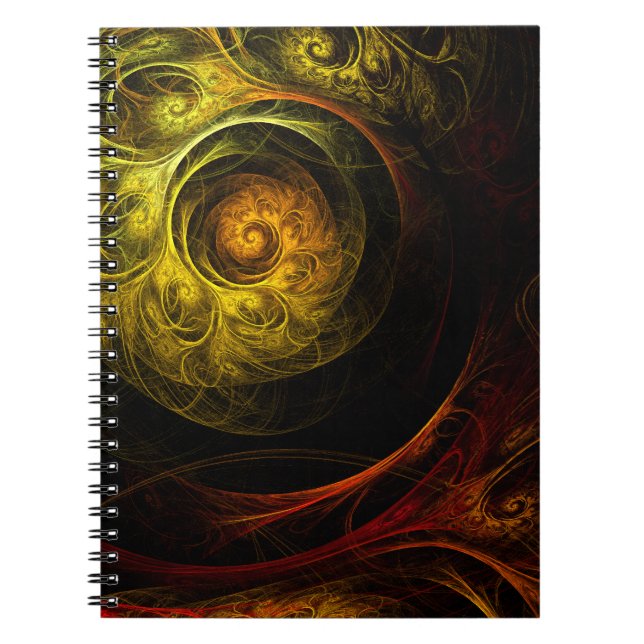 Sunrise Floral Red Abstrakt Art Notebook Notizblock (Vorderseite)