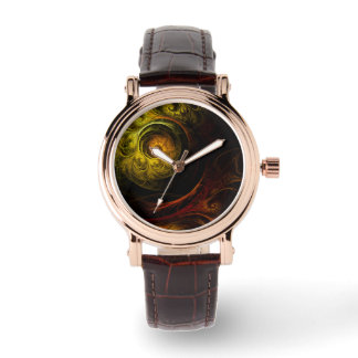 Sunrise Floral Red Abstrakte Kunst Armbanduhr