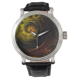 Sunrise Floral Red Abstrakte Kunst Armbanduhr
