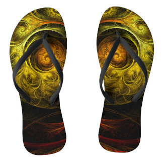 Sunrise Floral Red Abstrakte Kunst Flip Flops