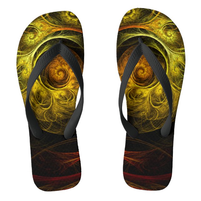 Sunrise Floral Red Abstrakte Kunst Flip Flops (Fußbett)