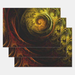 Sunrise Floral Red Abstrakte Kunst Geschenkpapier Set