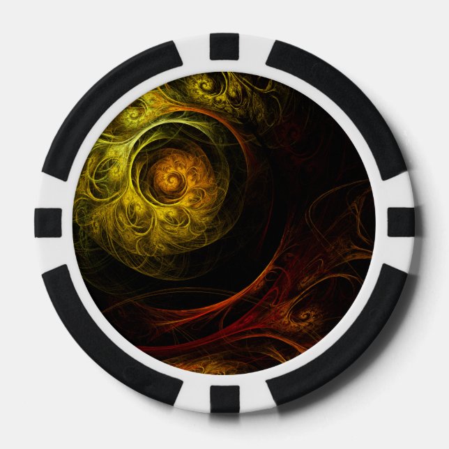 Sunrise Floral Red Abstrakte Kunst Pokerchips (Vorderseite)