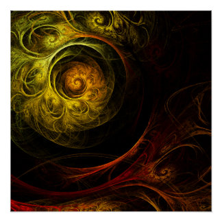 Sunrise Floral Red Abstrakte Kunst Poster