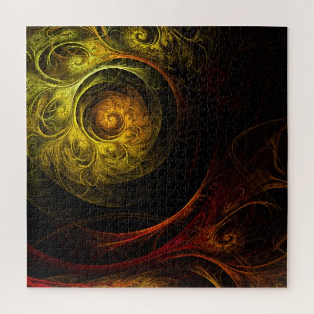 Sunrise Floral Red Abstrakte Kunst Puzzle (Vertikal)