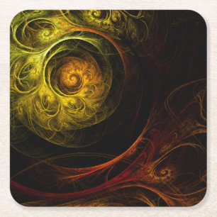 Sunrise Floral Red Abstrakte Kunst Rechteckiger Pappuntersetzer
