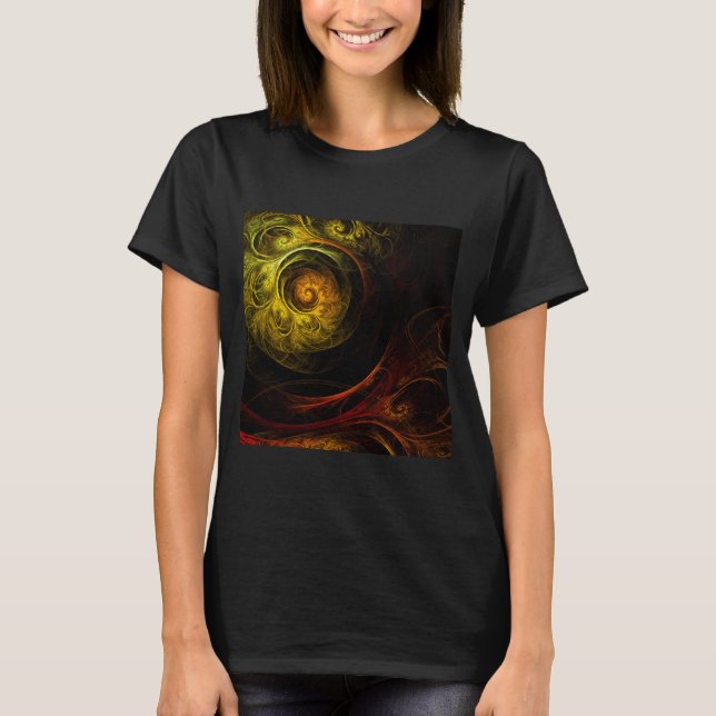Sunrise Floral Red Abstrakte Kunst T-Shirt (Vorderseite)