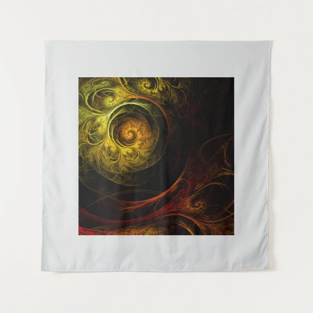 Sunrise Floral Red Abstrakte Kunst Wandteppich (Vorderseite)