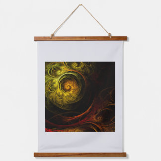 Sunrise Floral Red Abstrakte Kunst Wandteppich Mit Holzrahmen