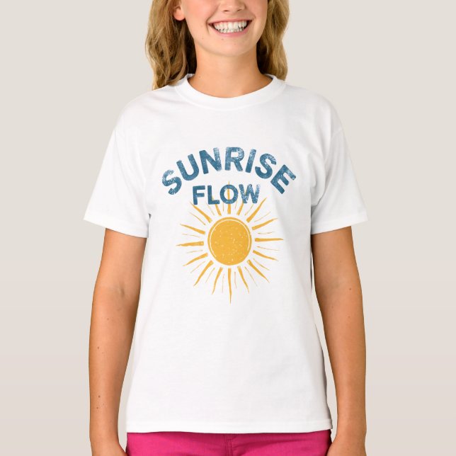 Sunrise Flow Retro Sun Graphic | Yoga Beach Girl's T-Shirt (Vorderseite)