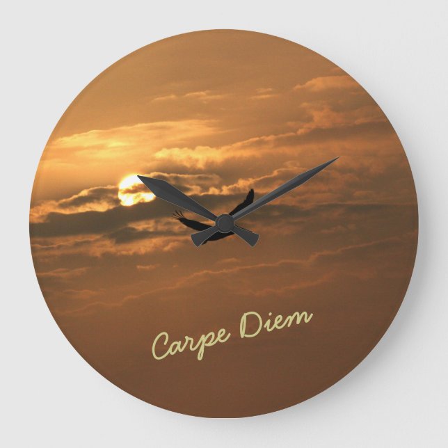 Sunrise Gold Foto Carpe Diem Ocean Große Wanduhr (Vorderseite)