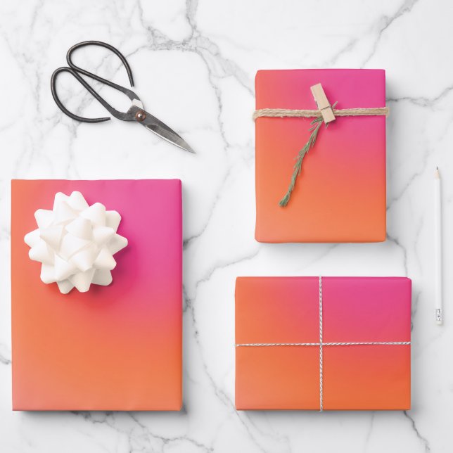 Sunrise Gradient - Beige rosa Orange Geschenkpapier Set (Vorderseite)