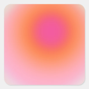 Sunrise Gradient - Beige rosa Orange Quadratischer Aufkleber