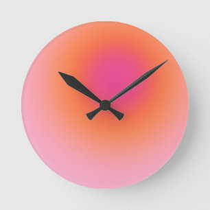 Sunrise Gradient - Beige rosa Orange Runde Wanduhr