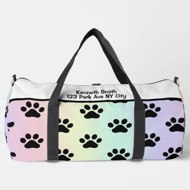 Sunrise Gradient Paw Print Pet Monogram Personal Duffle Bag (Vorderseite)