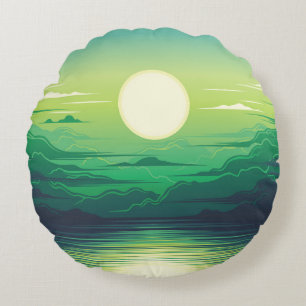 Sunrise in the sea illustration apparel,art,beauti rundes kissen