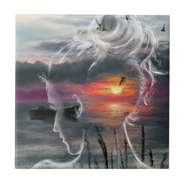 Sunrise Lady - Natur - Original Art Malerei Fliese (Vorderseite)