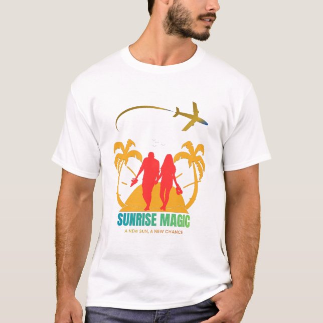 Sunrise Love Silhouette – Romantic Couple Beach  T-Shirt (Vorderseite)
