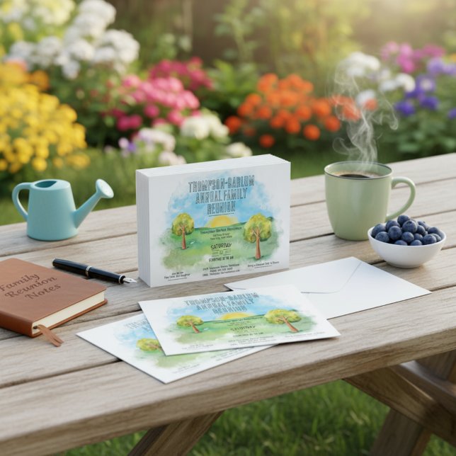 Sunrise Meadows Family Wiedersehen Einladung Postk Postkarte (Sunrise Meadows Family Reunion Invitation Postcard)