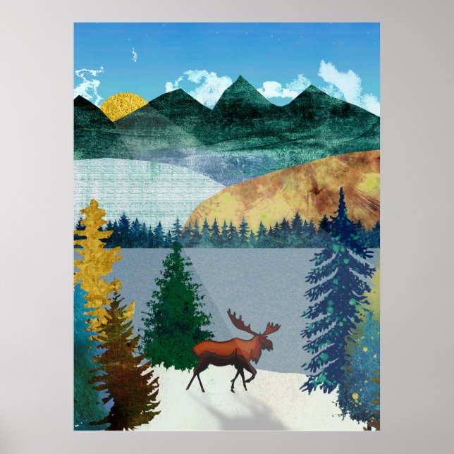 Sunrise Moose Poster (Vorne)